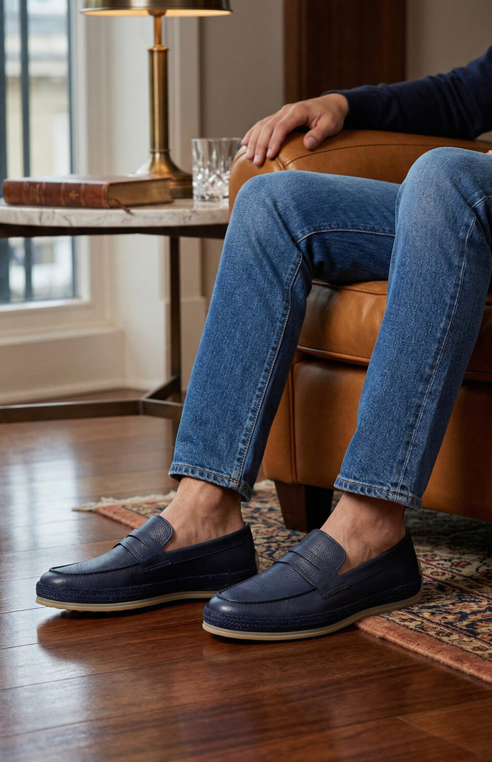 Halfa Cuir Bleu Marine