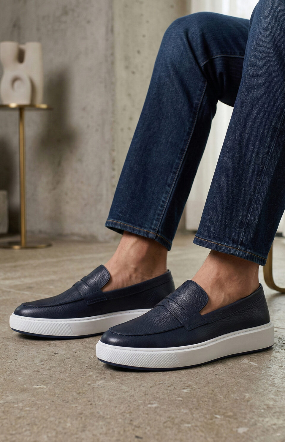 Velino Cuir Bleu Marine