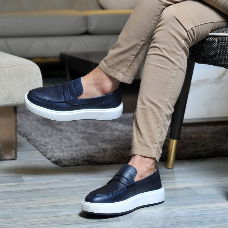 Elito Velino Cuir Bleu Marine