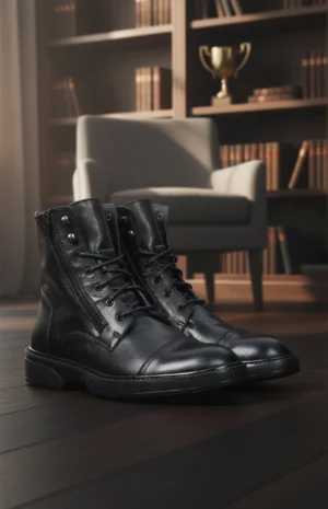 Chaussures Nomad nChaussures Nomad noir bottes - Style premium robuste pour environnement professionnel - Bottes élégantes noires avec lacetsoir bottes - style premium robuste pour environnement professionnel