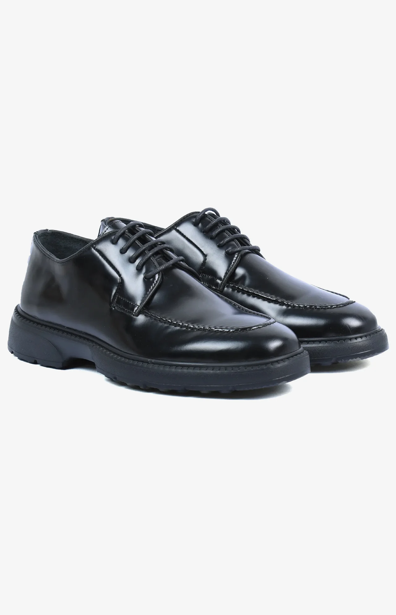 Paire de chaussures HPaire de chaussures Heritage Noir Brillant - Mocassins élégants pour homme - Derby noir avec semelle épaisse et lacetseritage Noir Brillant - mocassins elegant pour homme