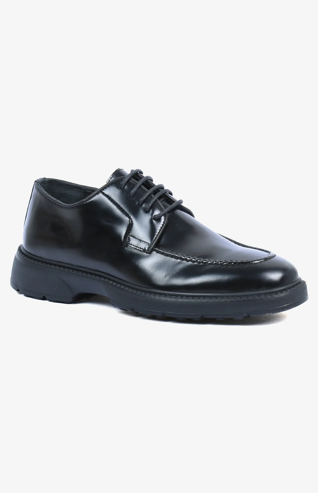 Chaussure Heritage NChaussure Heritage Noir Brillant montrant l'intérieur - Soutien plantaire et confort - Mocassin derby noir avec lacetsoir Brillant montrant l'interieur - soutien plantaire et confort
