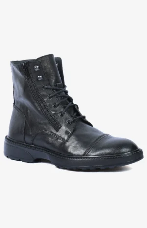 Chaussure Nomad noBottines homme faciles à enfiler grâce au zip - Bootyz bottes noires avec lacets style élégant - Look professionnel moderneir botte vue arriere - design elegant avec fermeture eclair