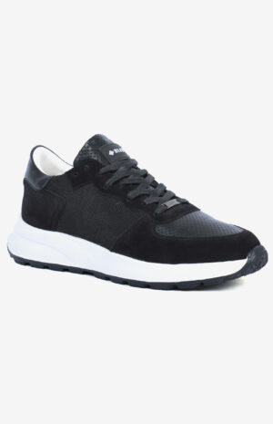 Sneaker ALTO noir hoSneaker ALTO noir profil - Basket sportive mesh et cuir perforé - Design moderne avec semelle blanche confort et élégancemme en mélange daim mesh et cuir perforé