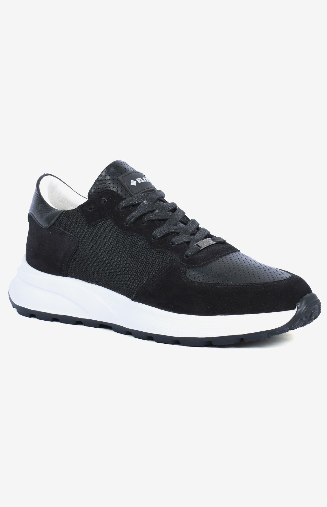 Sneaker ALTO noir hoSneaker ALTO noir profil - Basket sportive mesh et cuir perforé - Design moderne avec semelle blanche confort et élégancemme en mélange daim mesh et cuir perforé