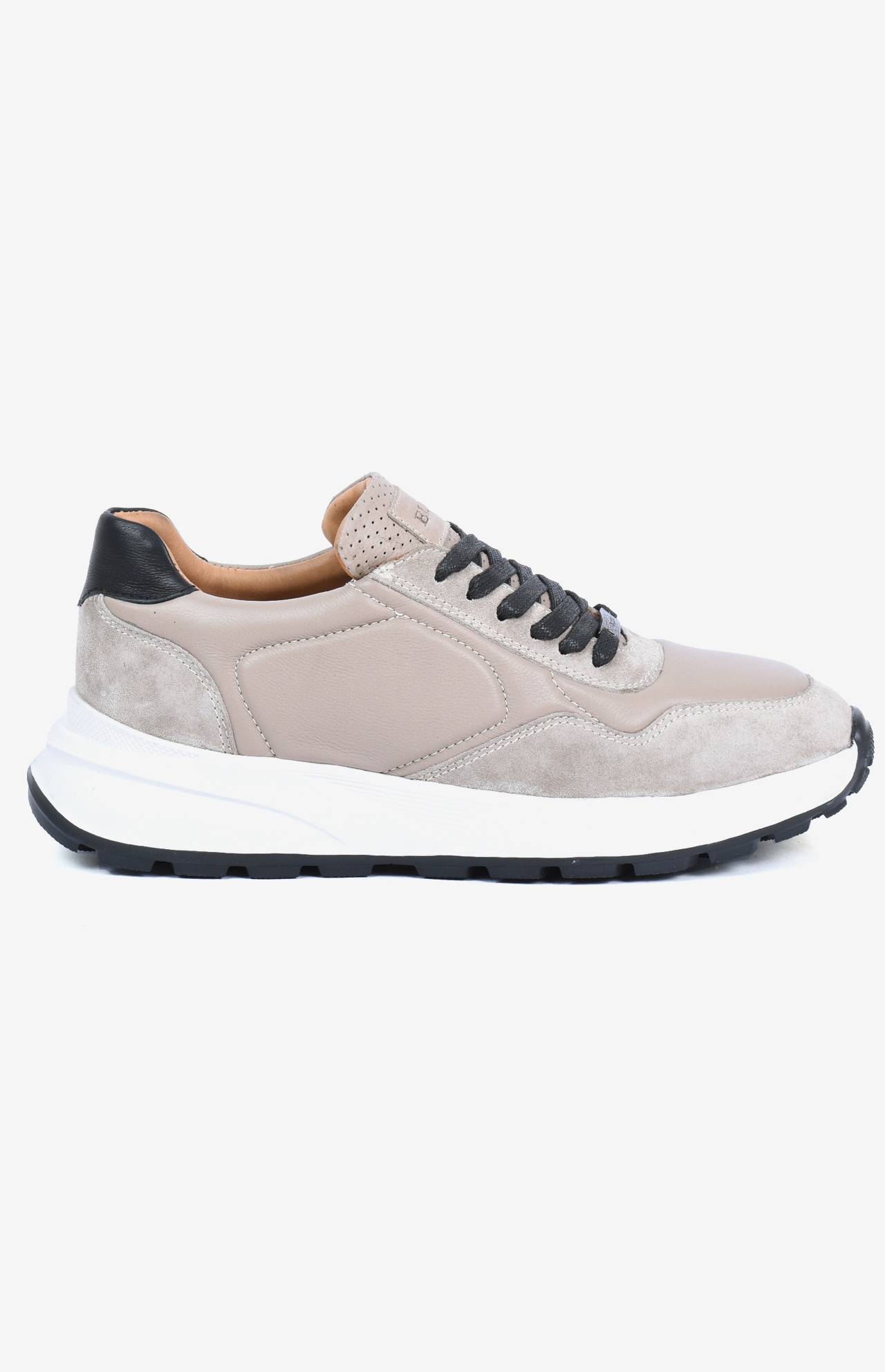 Sneaker AERO beige pour homme en cuir et daim avec semelle blanche