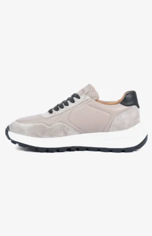 Sneaker AERO beige pour homme en cuir et daim avec semelle blanche
