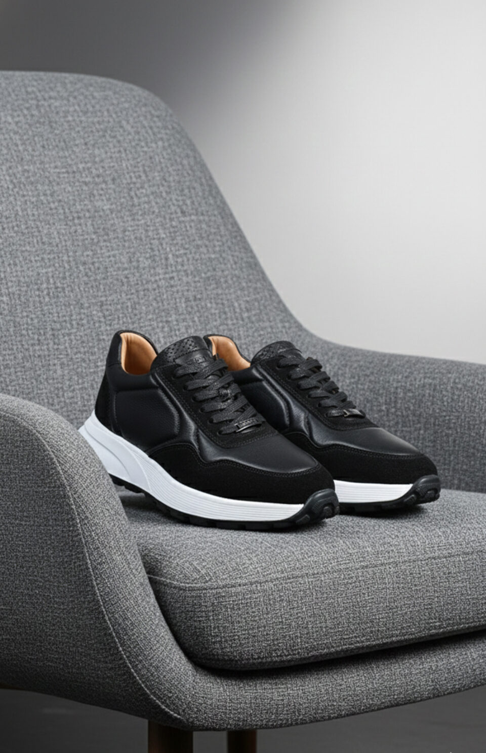 Sneaker casual confortable noir semelle épaisse amortissante modèle AERO