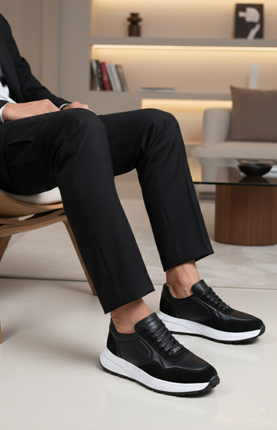 Sneaker casual confortable noir semelle épaisse amortissante modèle AERO