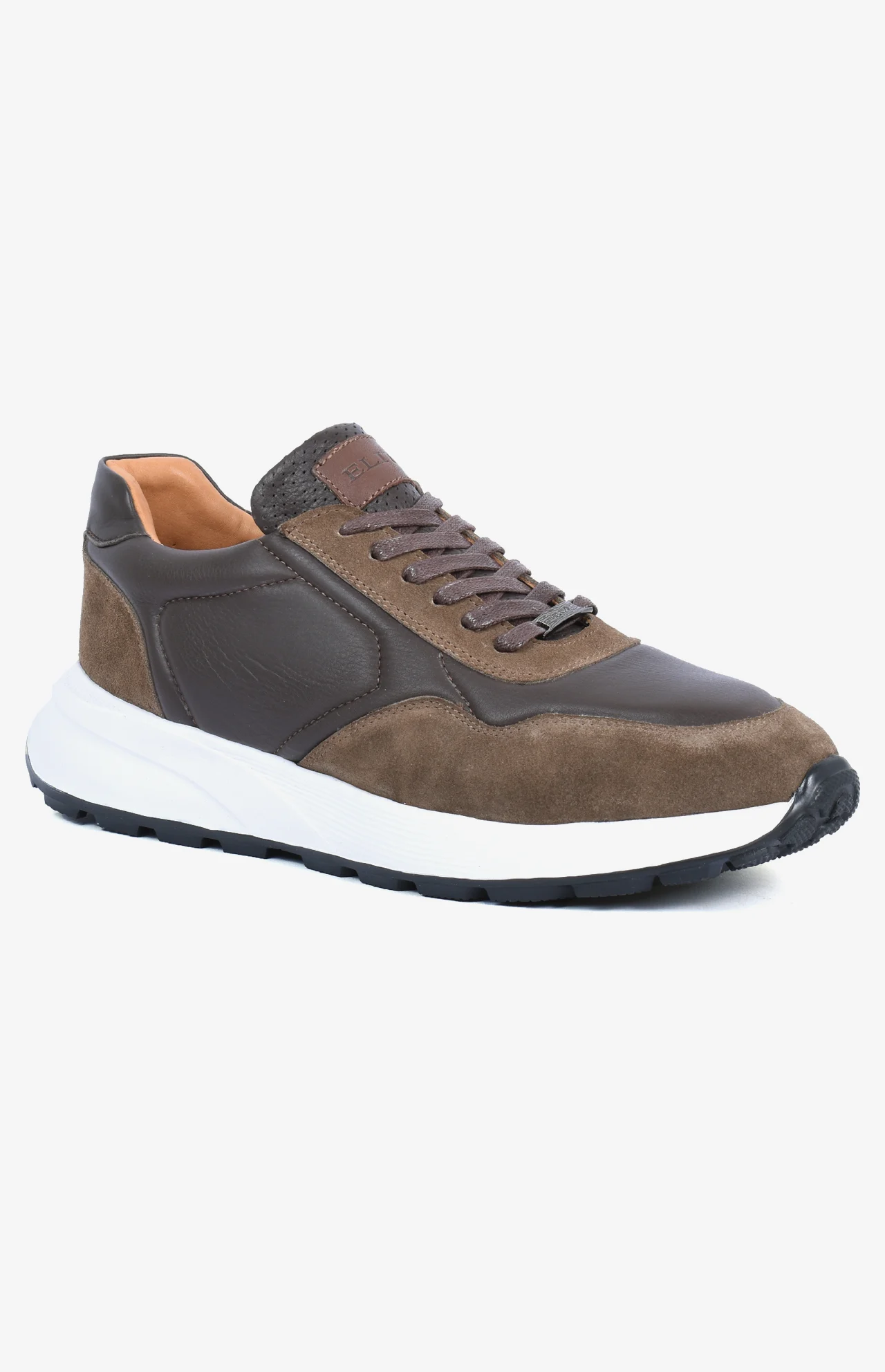 Sneaker AERO beige pour homme en cuir et daim avec semelle blanche