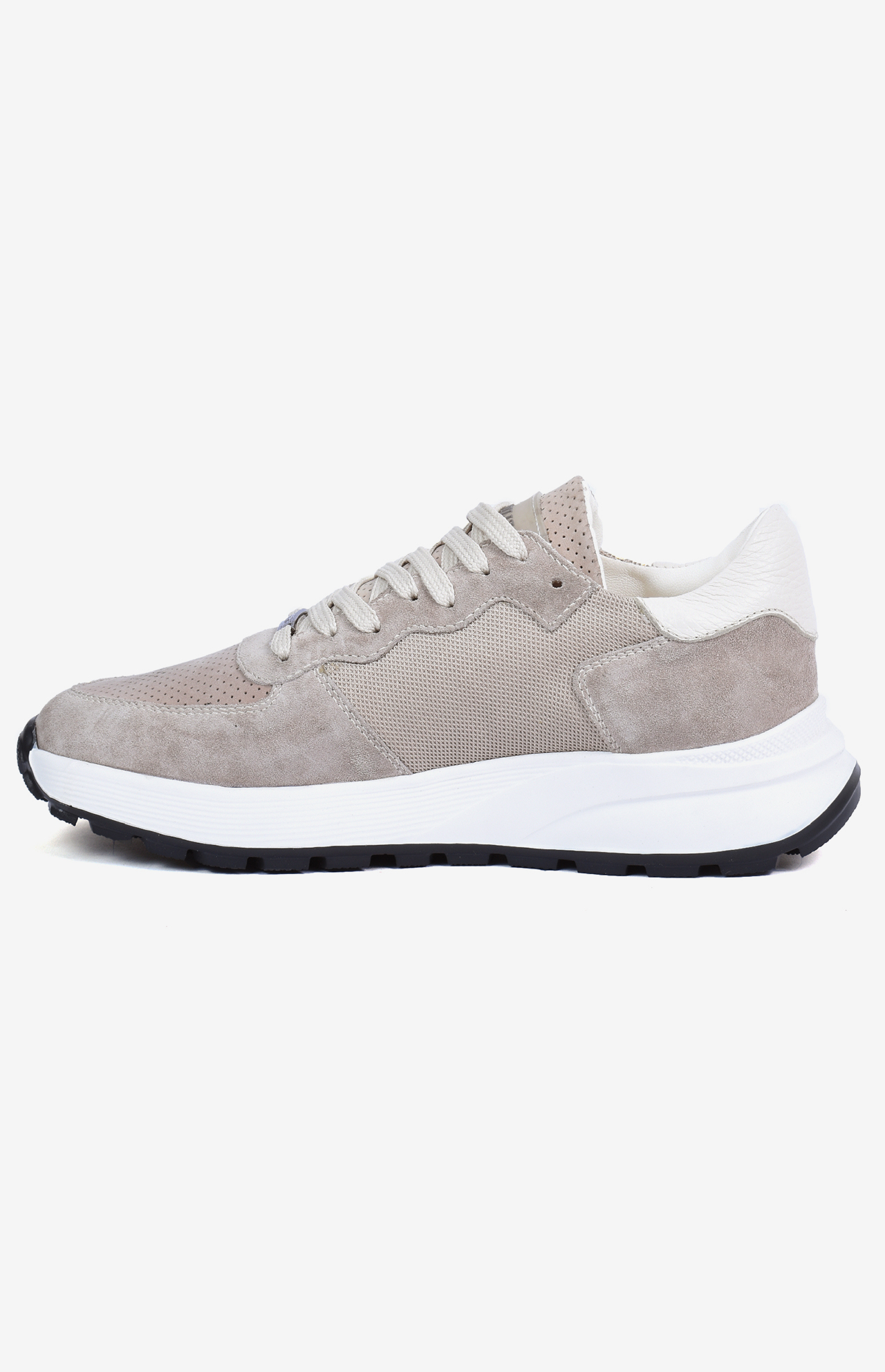 Sneaker ALTO beige homme en mélange daim mesh et cuir perforé