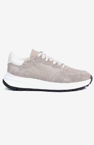 Sneaker ALTO beige homme en mélange daim mesh et cuir perforé