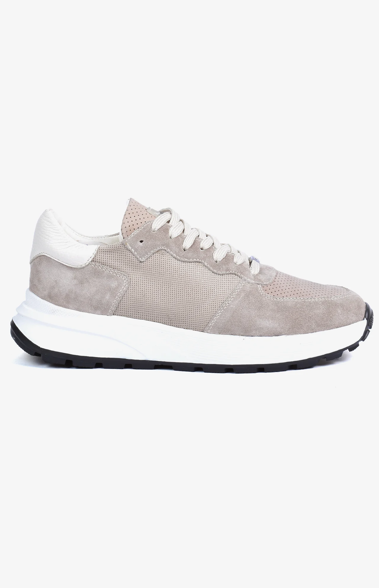 Sneaker ALTO beige homme en mélange daim mesh et cuir perforé