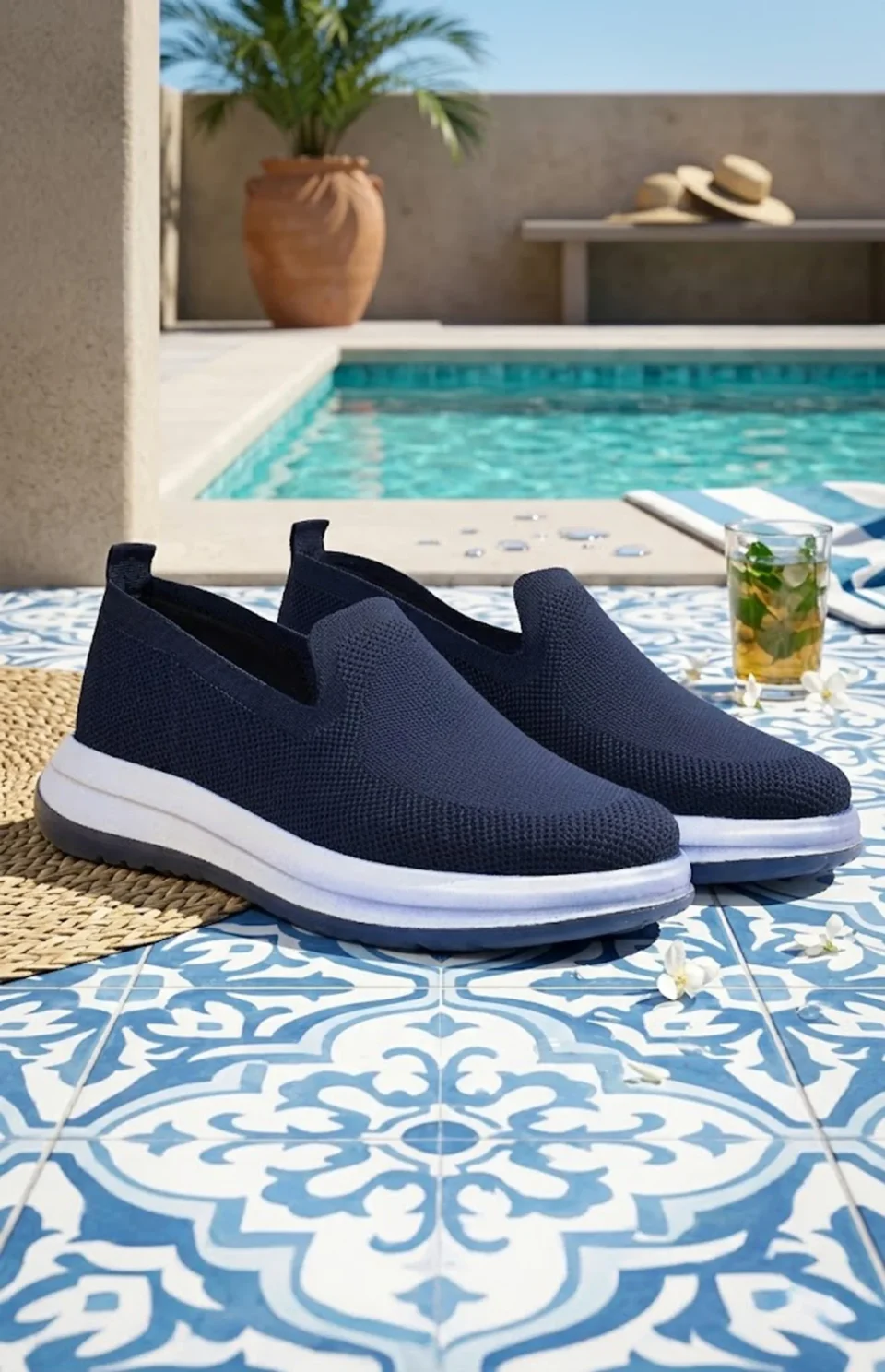 EasyFit - Chaussure slip-on homme bleu marine en maille respirante