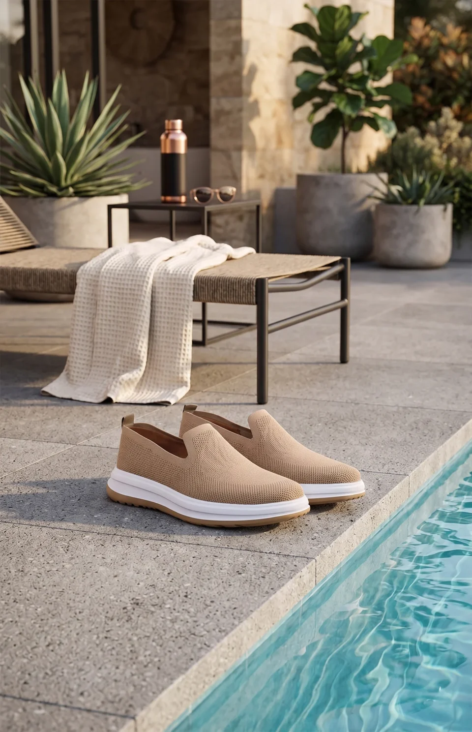 EasyFit - Chaussure slip-on homme Beige en maille respirante