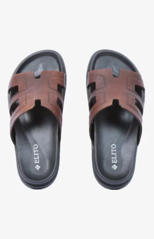 Mules hommes cuir marron