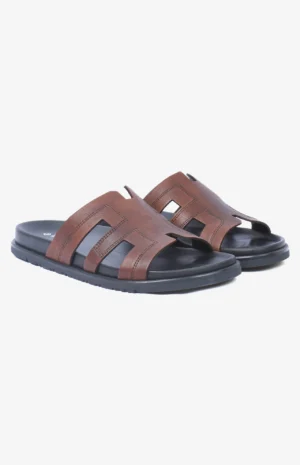 Mules hommes cuir marron