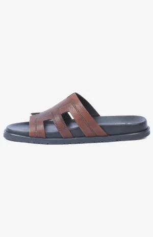 Mules hommes cuir marron
