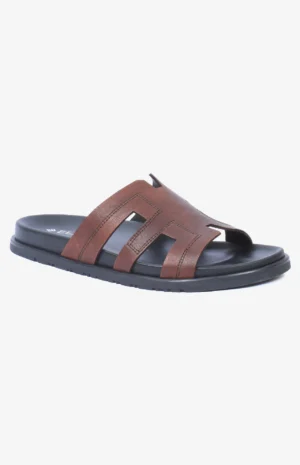 Mules hommes cuir marron