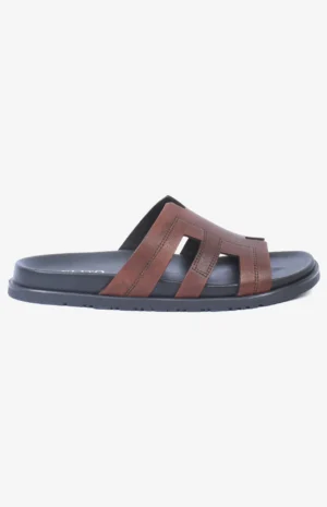 Mules hommes cuir marron