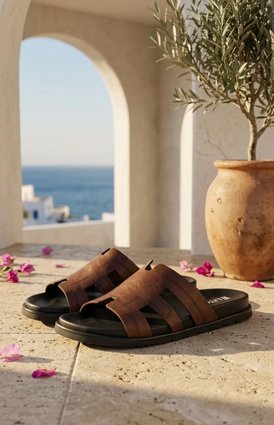 Mules hommes cuir marron